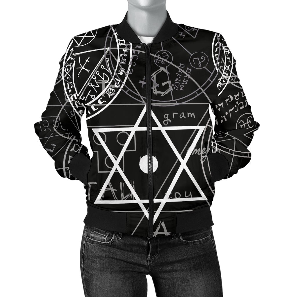 Pentagram Pattern Print Design A01 Women's Bomber Jacket