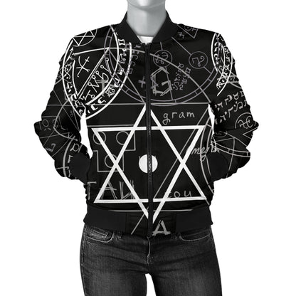Pentagram Pattern Print Design A01 Women's Bomber Jacket