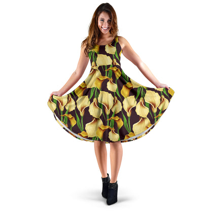 Lily Pattern Print Design LY013 Midi Dress