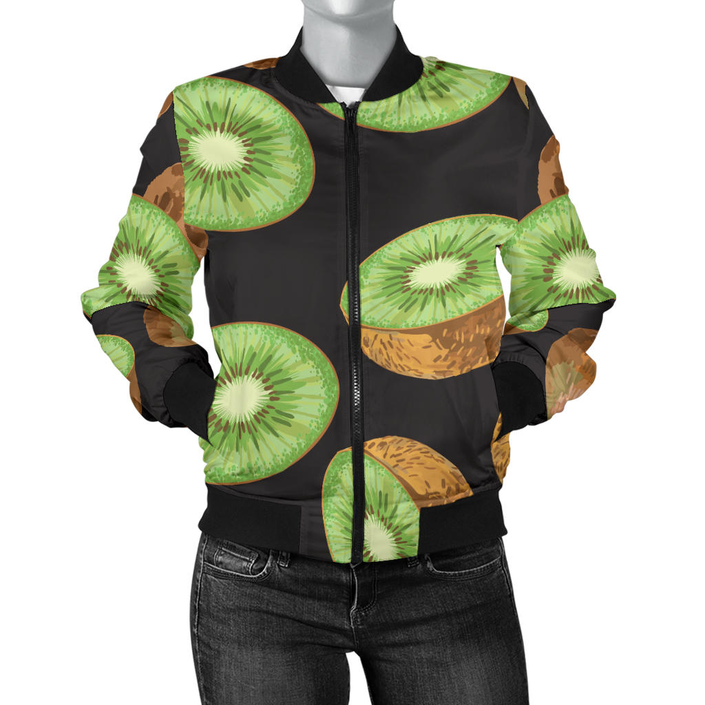 Kiwi Pattern Print Design KW03 Women Bomber Jacket