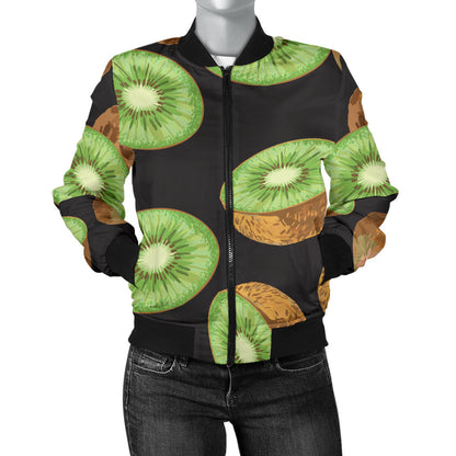Kiwi Pattern Print Design KW03 Women Bomber Jacket