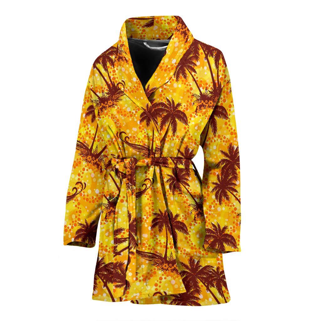 Palm Tree Pattern Print Design PT012 Women Bathrobe