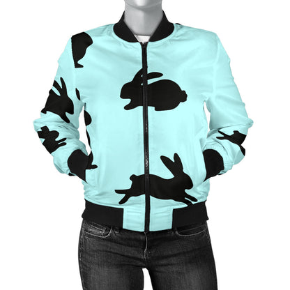 Rabbit Pattern Print Design RB010 Women Bomber Jacket