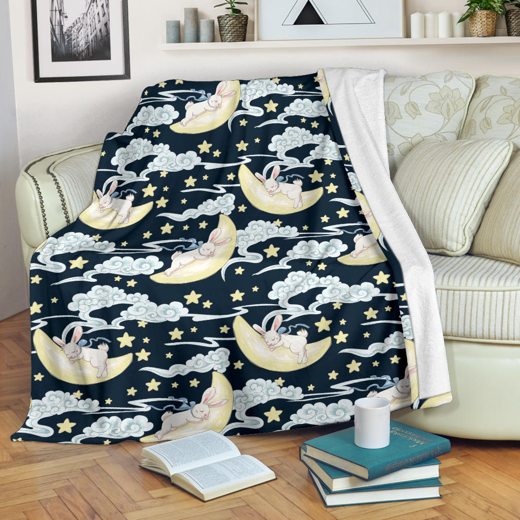 Rabbit Sleeping Pattern Print Design RB08 Fleece Blanket