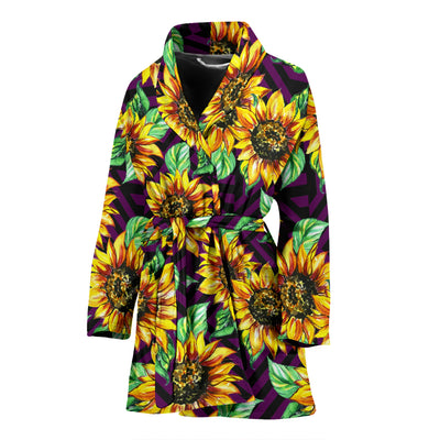 Sunflower Pattern Print Design SF012 Women Bathrobe