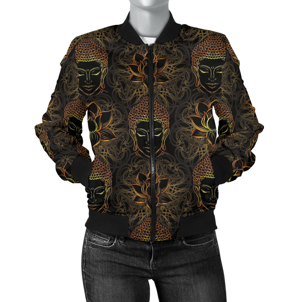 Buddha Pattern Print Design 03 Women's Bomber Jacket