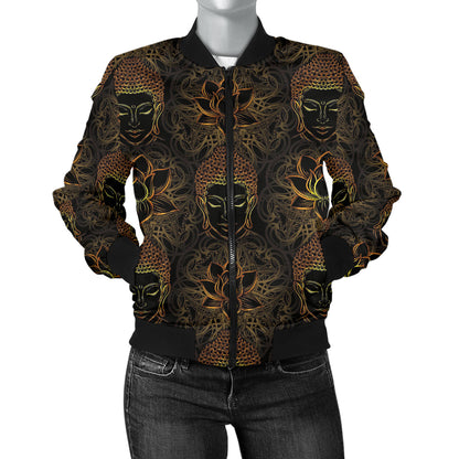 Buddha Pattern Print Design 03 Women's Bomber Jacket