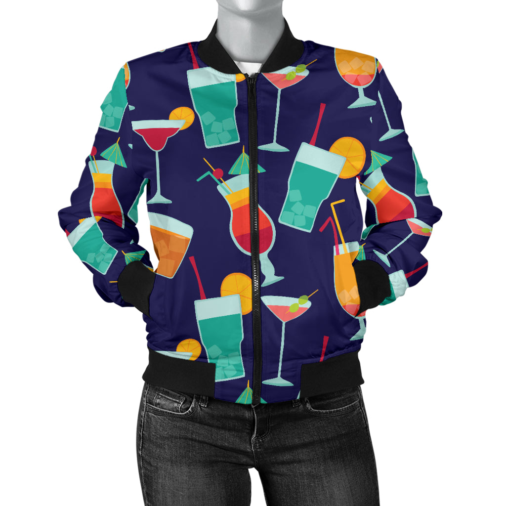 Cocktail Pattern Print Design 06 Women's Bomber Jacket