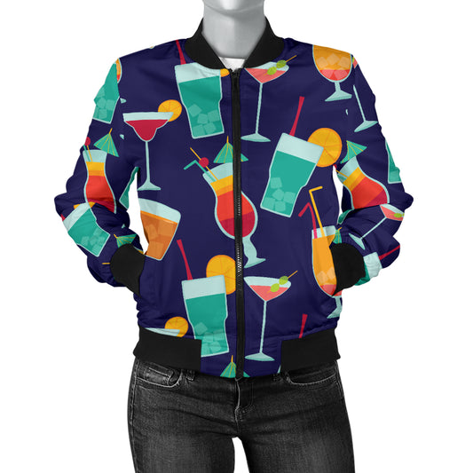 Cocktail Pattern Print Design 06 Women's Bomber Jacket