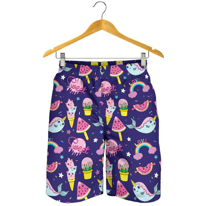 Narwhal Cute Pattern Print Design 02 Mens Shorts