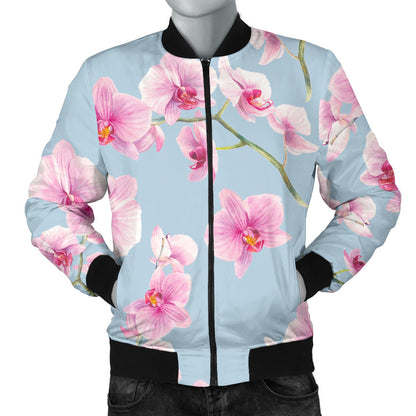Orchid Pink Pattern Print Design OR01 Men Bomber Jacket