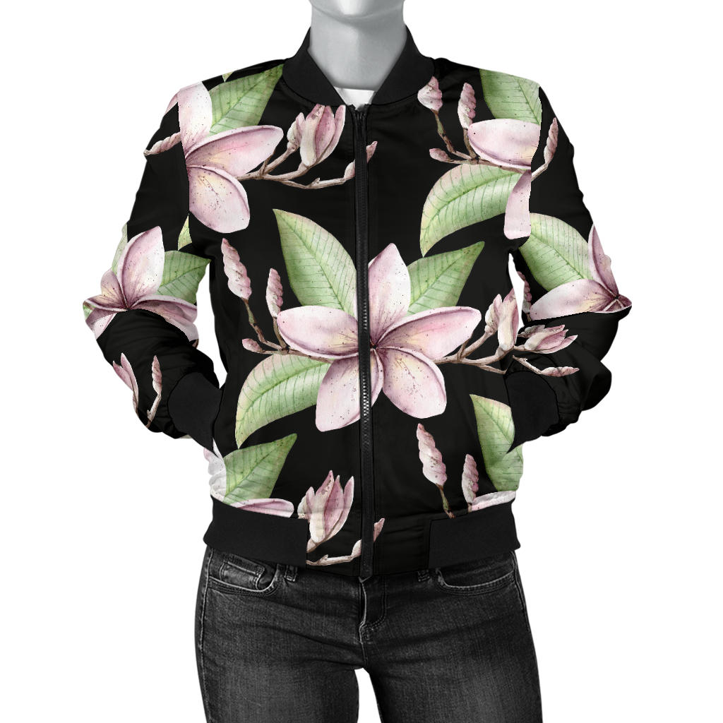 Plumeria Pattern Print Design PM02 Women Bomber Jacket