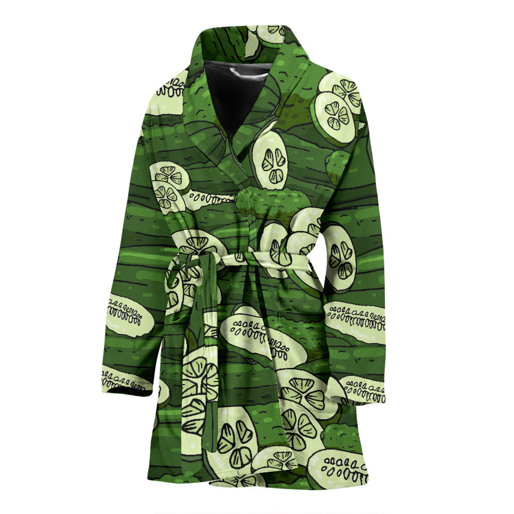 Cucumber Pattern Print Design CC01 Women Bathrobe