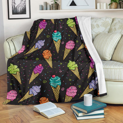 Ice Cream Pattern Print Design IC06 Fleece Blanket