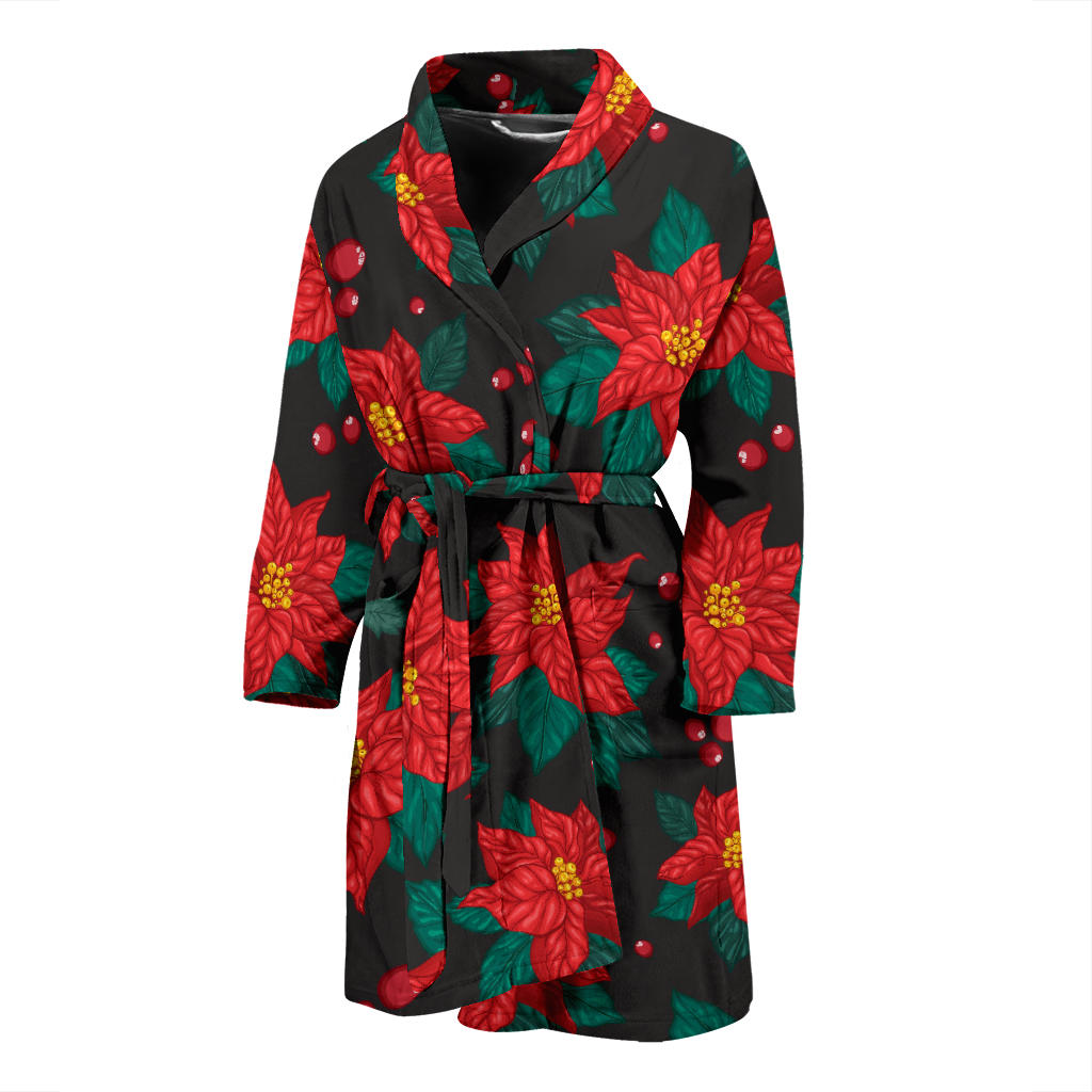 Poinsettia Pattern Print Design POT07 Men Bathrobe