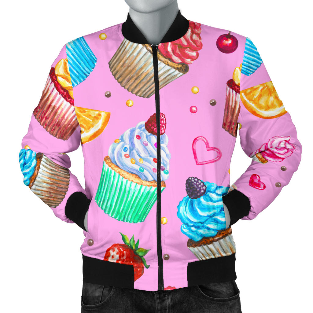 Cupcake Pattern Print Design CP05 Men Bomber Jacket