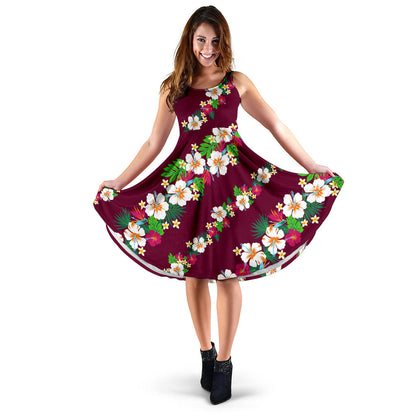 Hawaiian Themed Pattern Print Design H06 Midi Dress