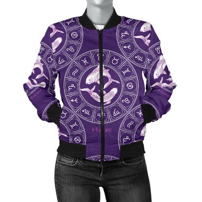 Pisces Pattern Print Design A02 Women's Bomber Jacket