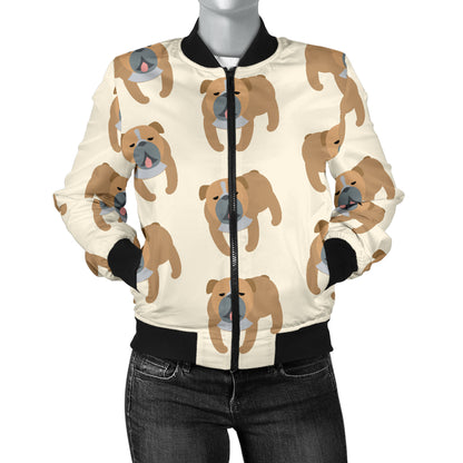 Bulldogs Pattern Print Design 01 Women's Bomber Jacket