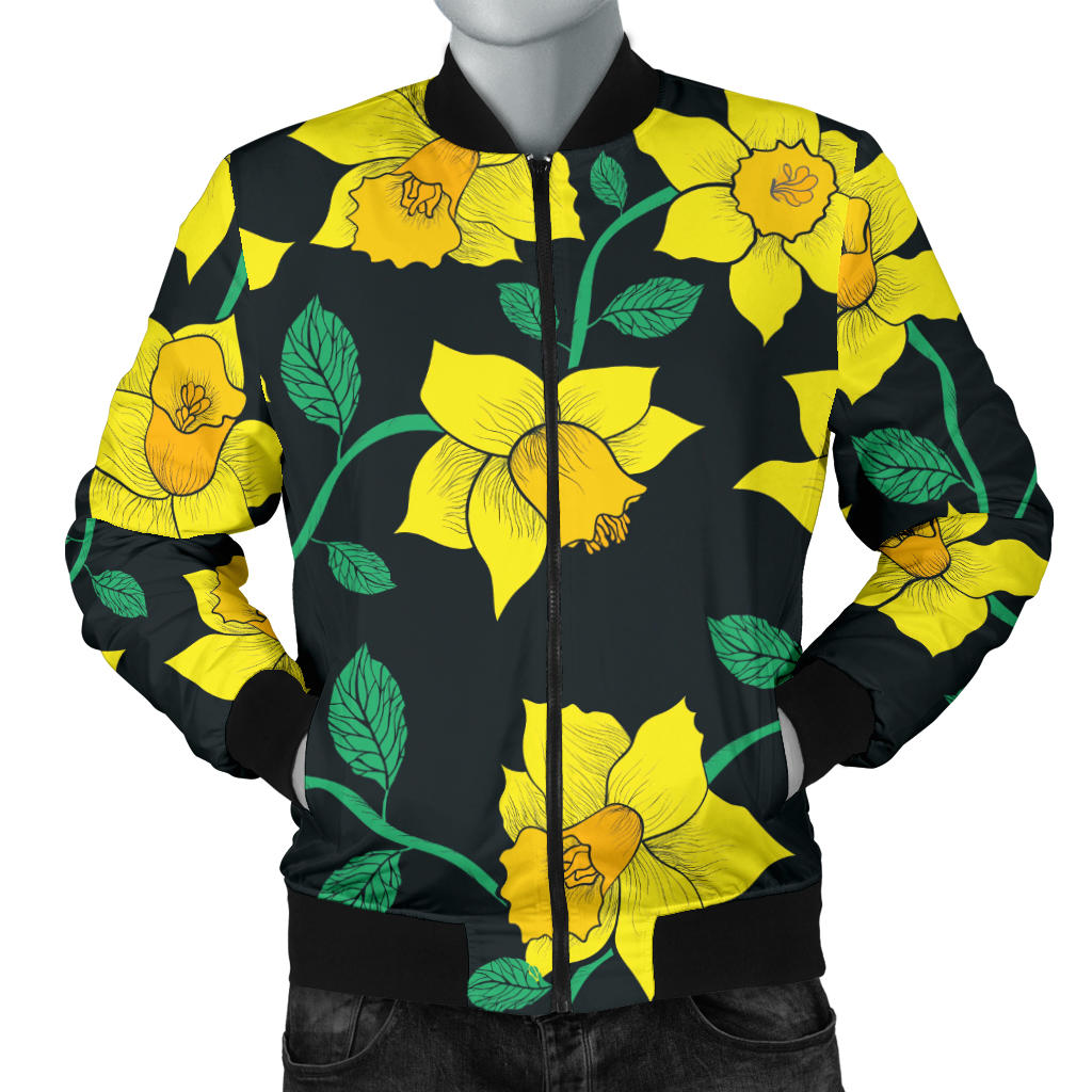 Daffodils Pattern Print Design DF03 Men Bomber Jacket