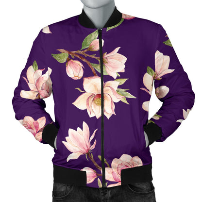 Magnolia Pattern Print Design MAG02 Men Bomber Jacket