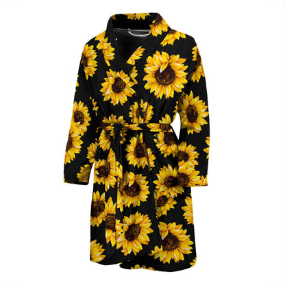Sunflower Pattern Print Design SF05 Men Bathrobe