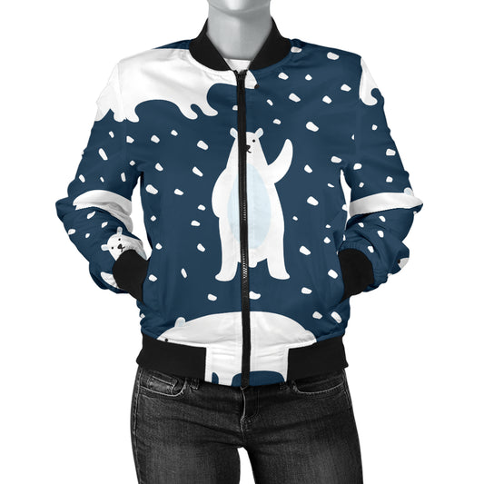 Polar Bear Pattern Print Design A02 Women's Bomber Jacket