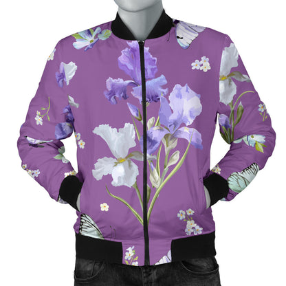 Iris Pattern Print Design IR09 Men Bomber Jacket