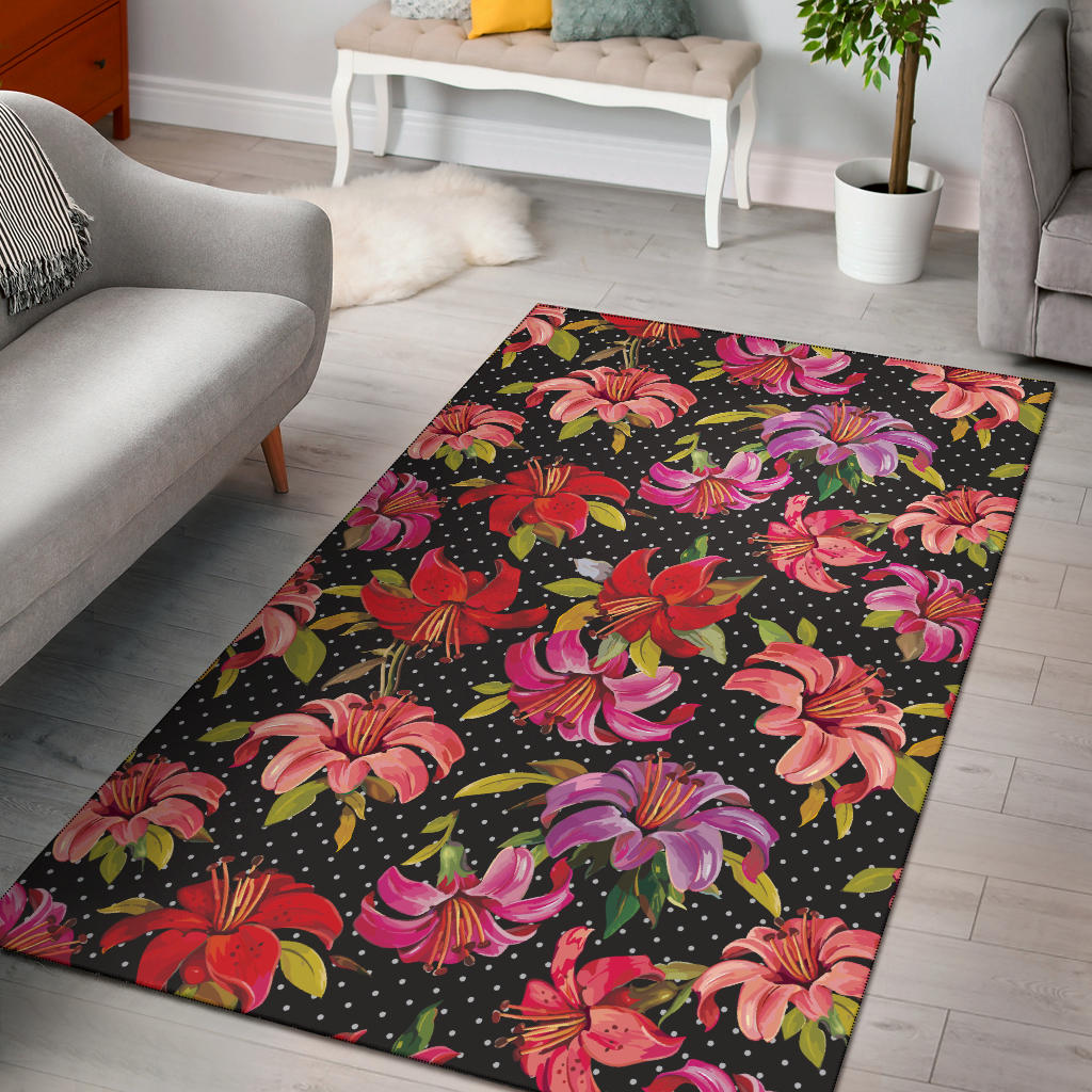 Lily Pattern Print Design LY012 Area Rugs