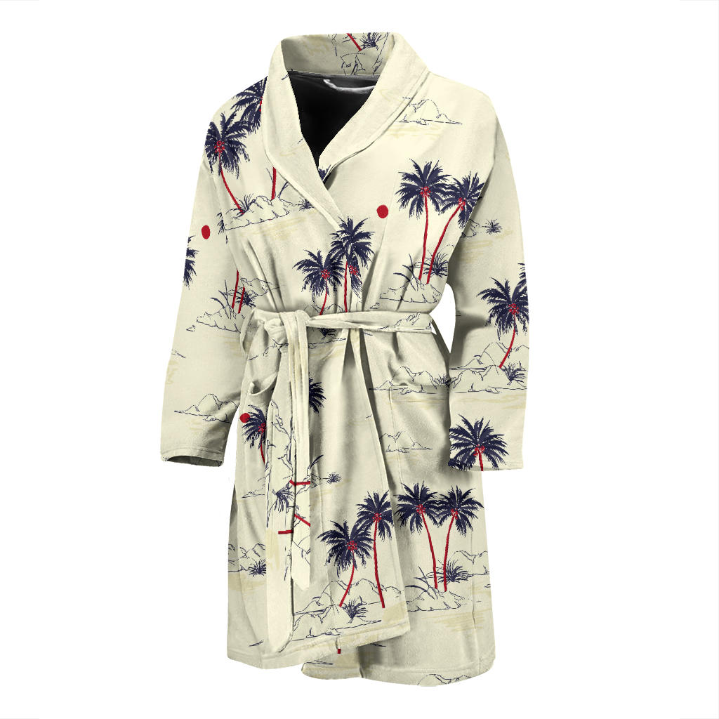 Palm Tree Pattern Print Design PT08 Men Bathrobe