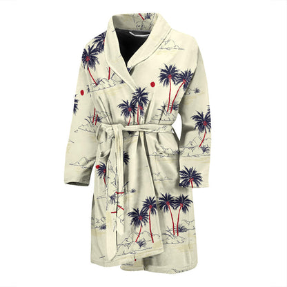 Palm Tree Pattern Print Design PT08 Men Bathrobe