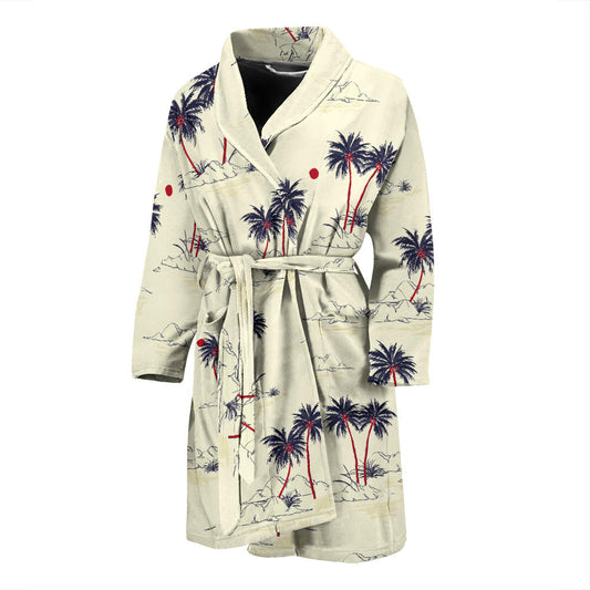 Palm Tree Pattern Print Design PT08 Men Bathrobe