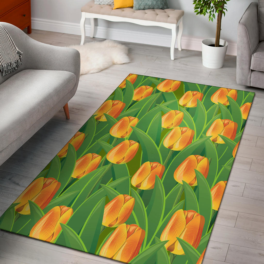 Orange Rugs Pattern Tulip Orange Pattern Print Design TP07 Area Rugs – JorJune