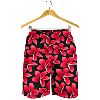 Red Plumeria Pattern Print Design PM025 Mens Shorts