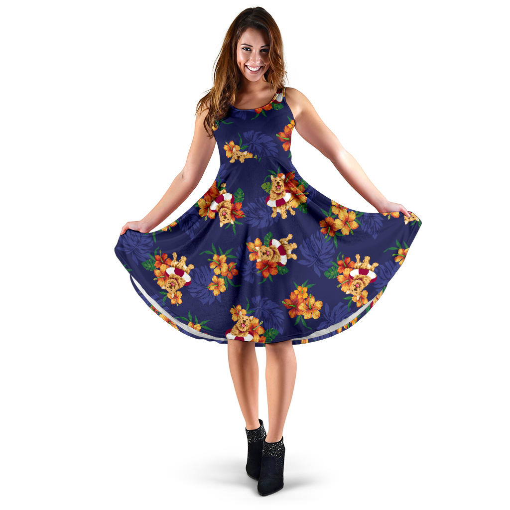 Hawaiian Themed Pattern Print Design H02 Midi Dress