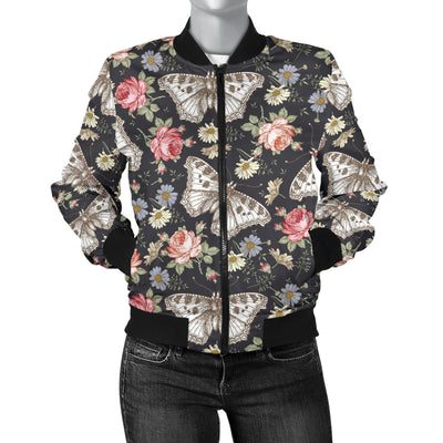 Butterfly Flower Pattern Print Design 07 Women's Bomber Jacket