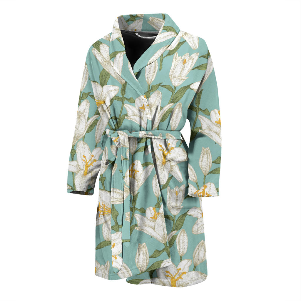 Lily Pattern Print Design LY09 Men Bathrobe