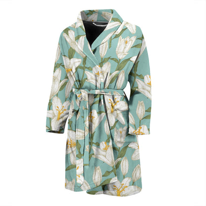 Lily Pattern Print Design LY09 Men Bathrobe