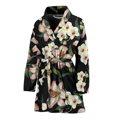 Lily Pattern Print Design LY03 Women Bathrobe