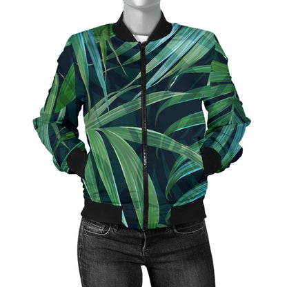 Tropical Flower Pattern Print Design TF011 Women Bomber Jacket