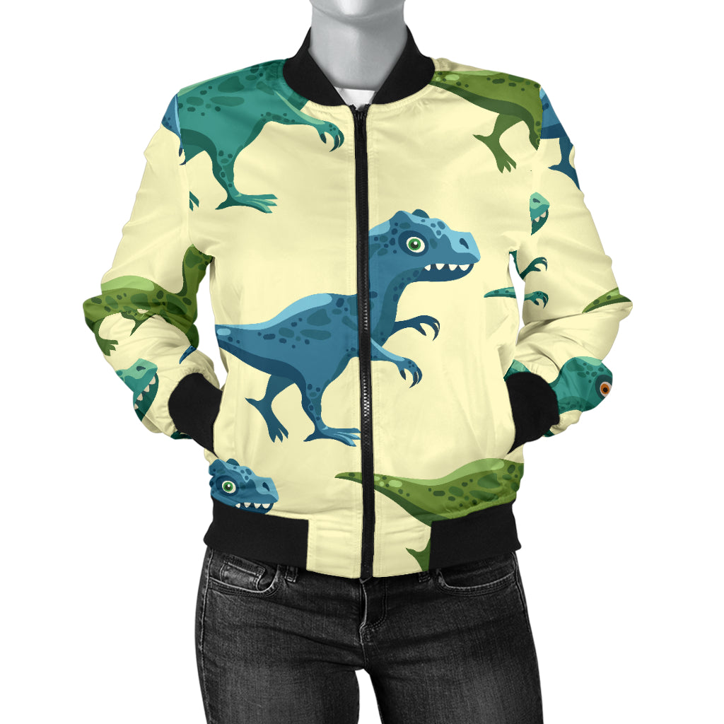 T Rex Pattern Print Design A04 Women's Bomber Jacket