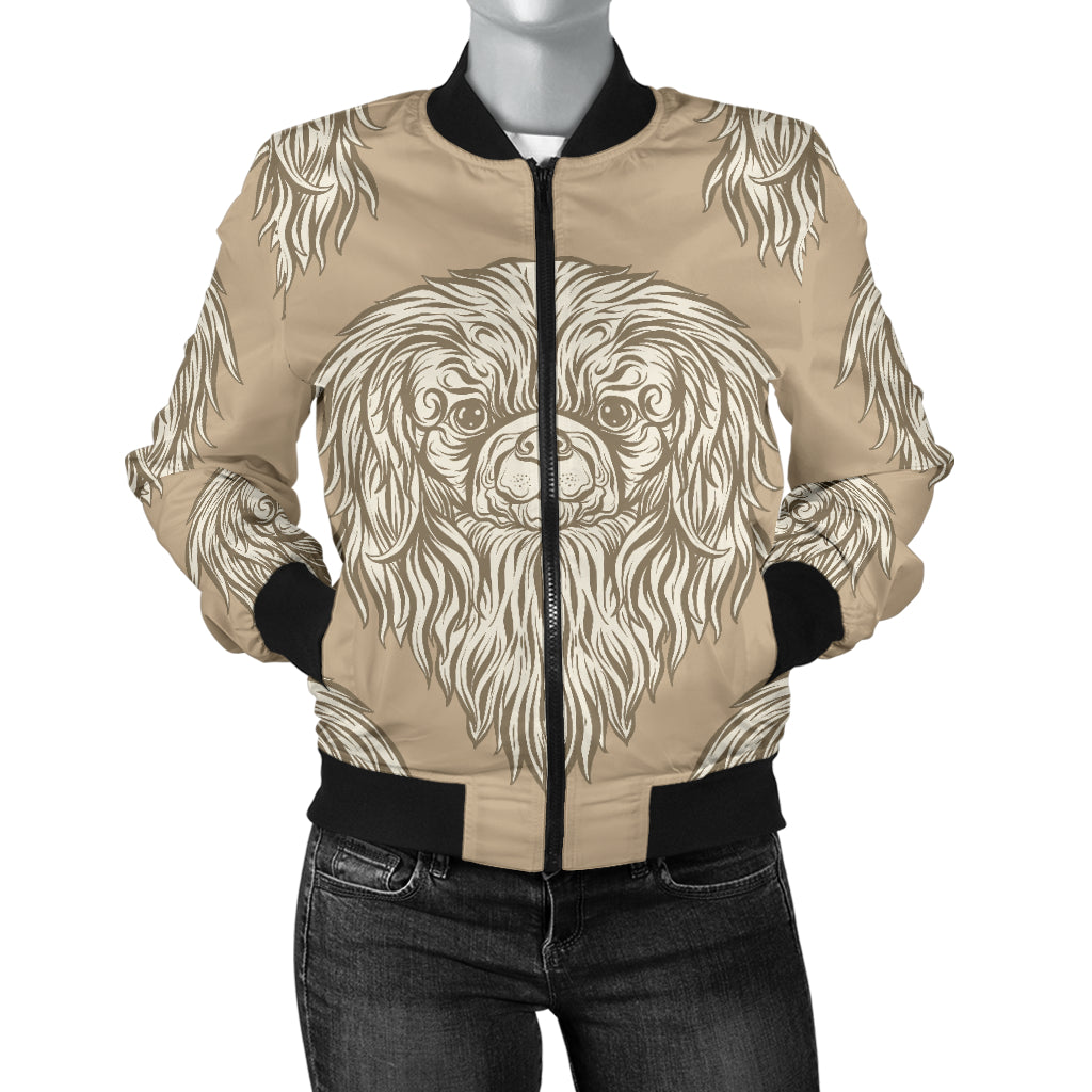 Pekingese Pattern Print Design A01 Women's Bomber Jacket