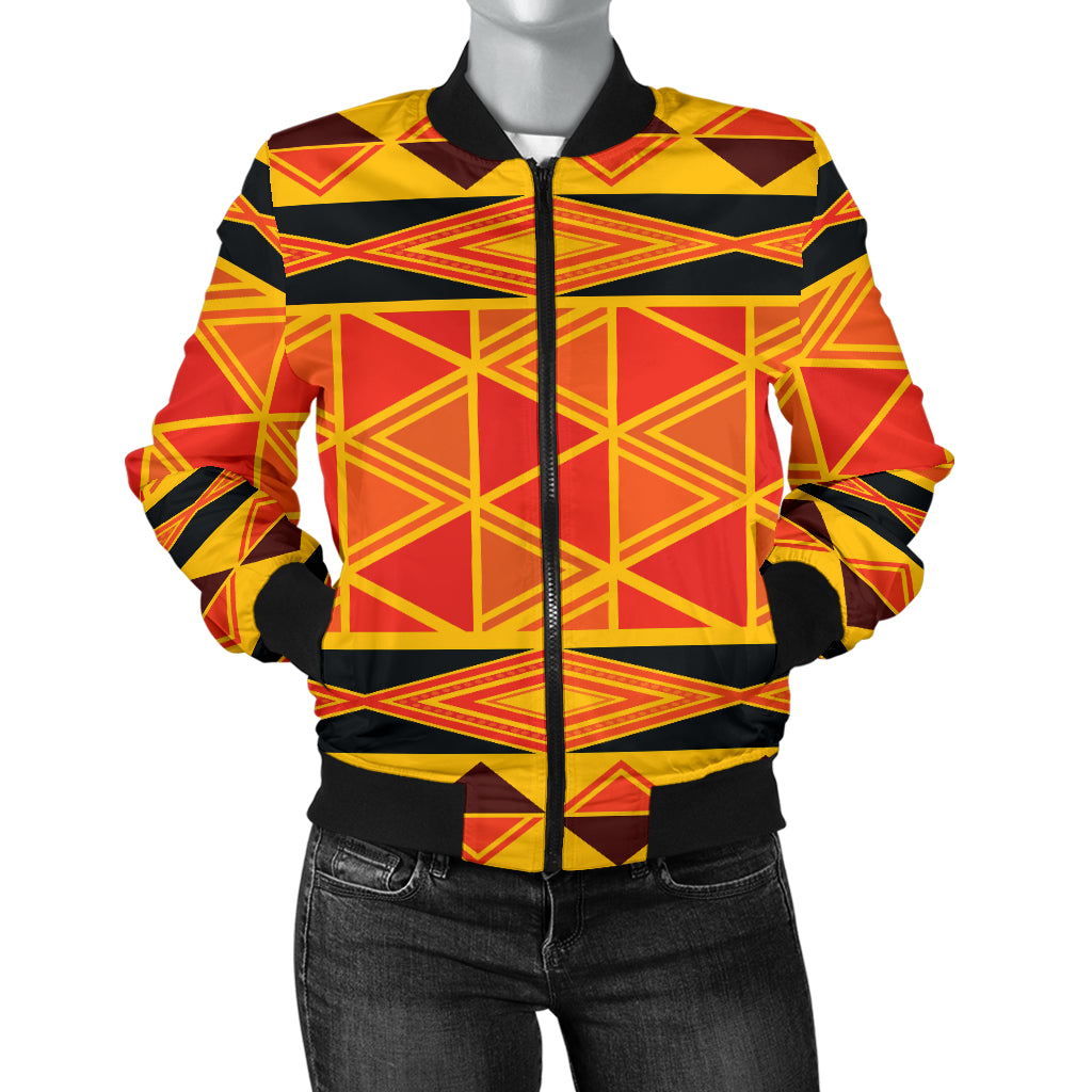 African Pattern Print Design 01 Women's Bomber Jacket