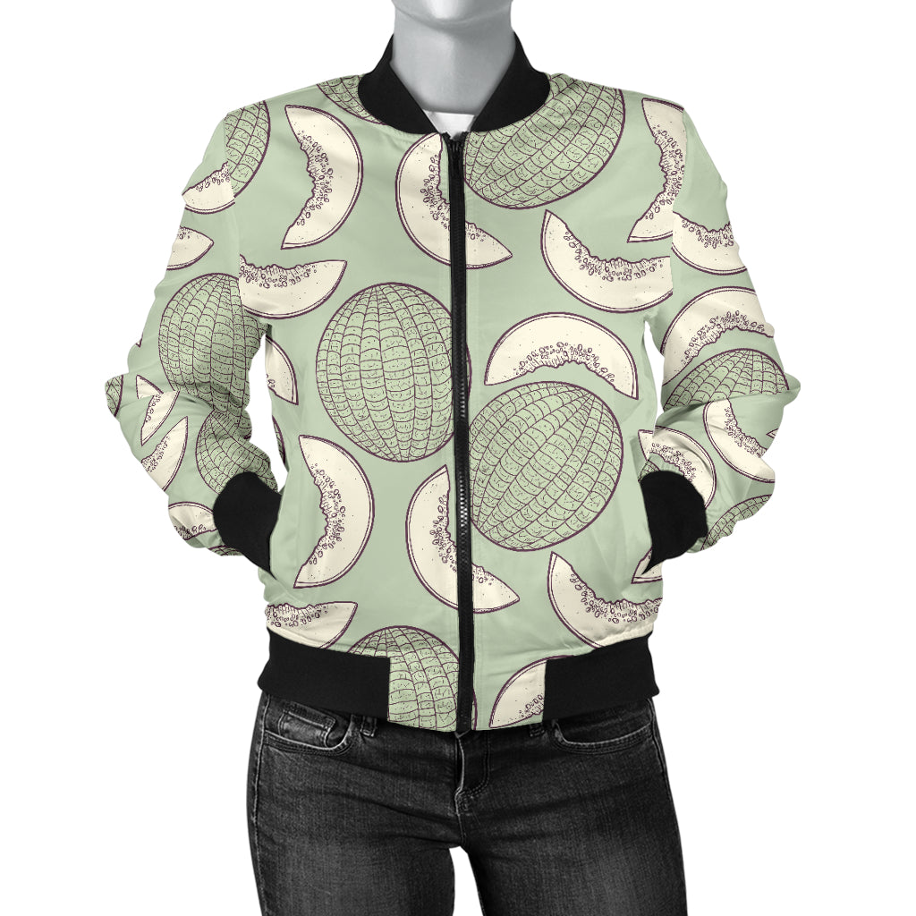 Cantaloupe Pattern Print Design 01 Women's Bomber Jacket