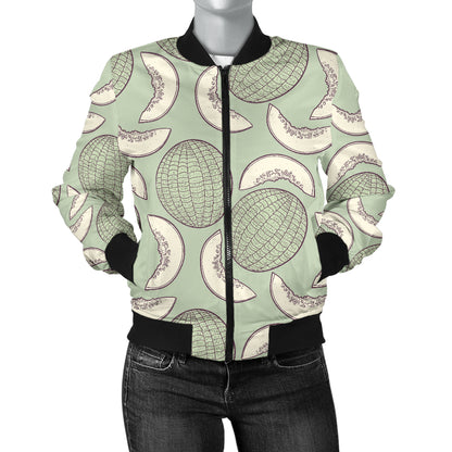 Cantaloupe Pattern Print Design 01 Women's Bomber Jacket