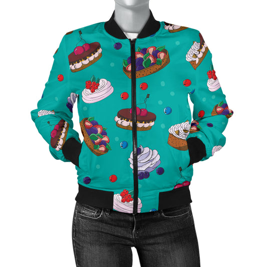Cake Pattern Print Design 07 Women's Bomber Jacket
