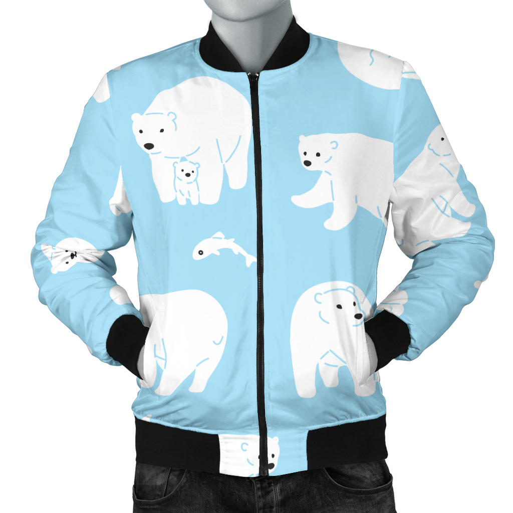Polar Bear Pattern Print Design PB01 Men Bomber Jacket