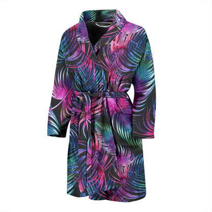 Palm Leaves Pattern Print Design PL010 Men Bathrobe