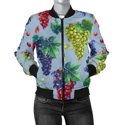 Grape Pattern Print Design GP06 Women Bomber Jacket