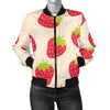 Strawberry Pattern Print Design SB02 Women Bomber Jacket
